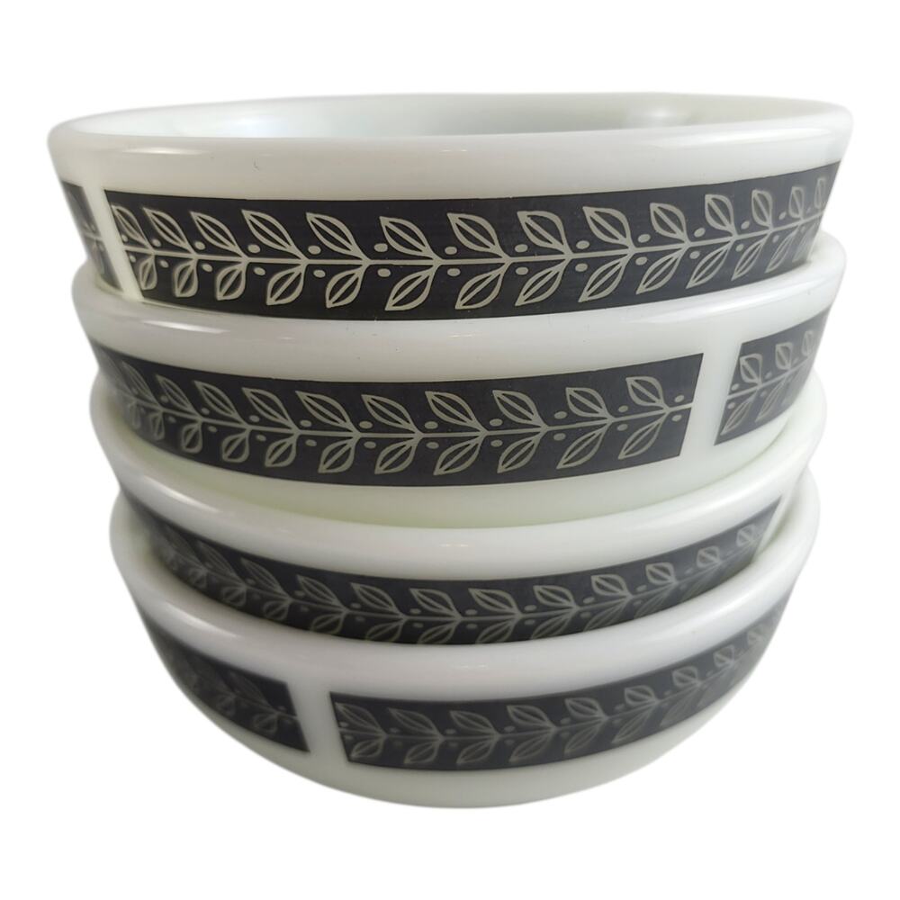 Vintage Set~4 Pyrex Glass Bowls 708 Gray White Laurel Corning Tableware "5-D"